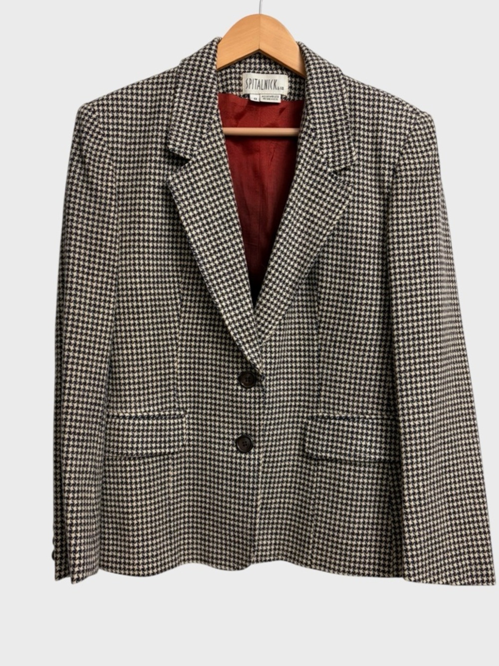 Spitalnick & Co. Vintage Houndstooth Two-Button Blazer Women's Size 8 Academia